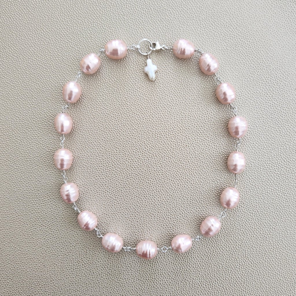 Baroque Rose Pearl Necklace 128$